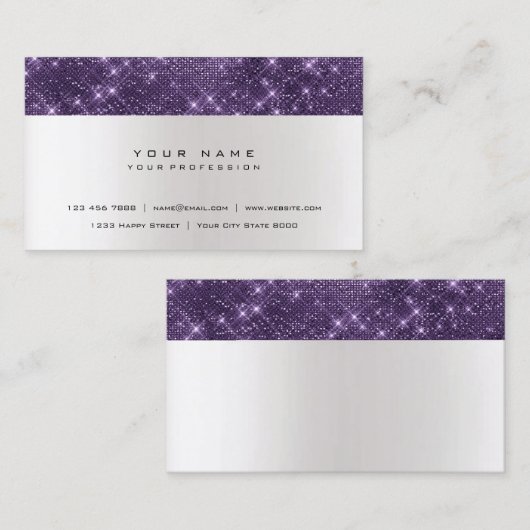 Glitter Amethyst Paars Gray Silver Urban Shimmer Visitekaartje (Voorkant / Achterkant)