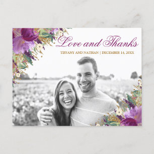 Glitter Amethyst Paarse Foto Bedankt Ansichtkaart Briefkaart
