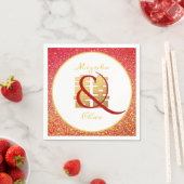Glitter Ampersand , gepersonaliseerd Chinees huwel Servet (Insitu)