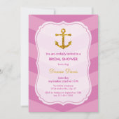 Glitter Anchor Nautical Bridal Shower Uitnodiging (Voorkant)