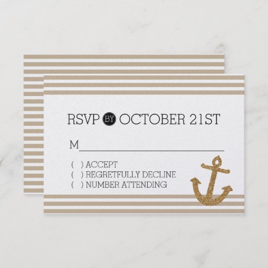 Glitter Anchor Stripes RSVP (Voorkant / Achterkant)