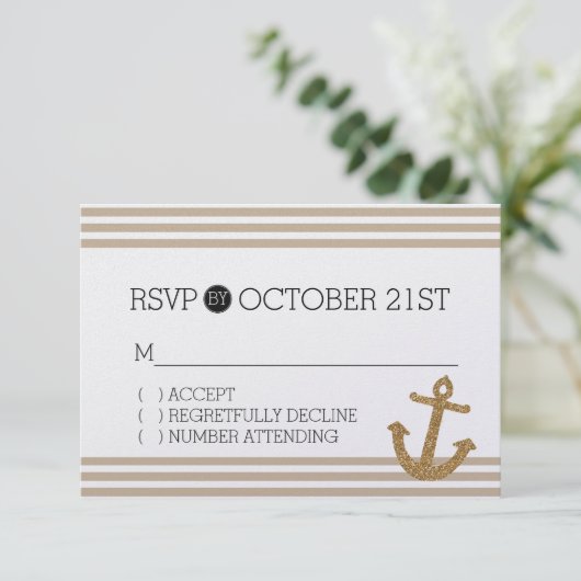 Glitter Anchor Stripes RSVP (Staand voorkant)
