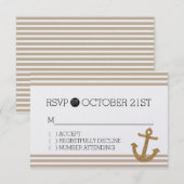 Glitter Anchor Stripes RSVP Kaartje (Voorkant / Achterkant)