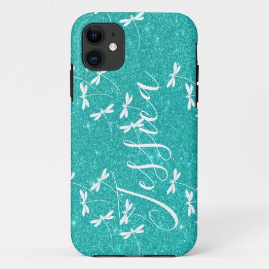 Glitter and dragonflies personalized  Case-Mate iP Case-Mate iPhone Case (Achterkant)