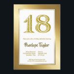 Glitter and Gold 18th Birthday Party Kaart<br><div class="desc">Een modern goud vormde een 18e verjaardagsfeestuitnodiging met een faux goudglitter nummer 18.</div>