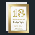 Glitter and Gold 18th Birthday Party Kaart<br><div class="desc">Een modern goud vormde een 18e verjaardagsfeestuitnodiging met een faux goudglitter nummer 18.</div>