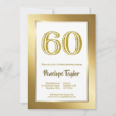 Glitter and Gold 60th Birthday Party Kaart (Voorkant)