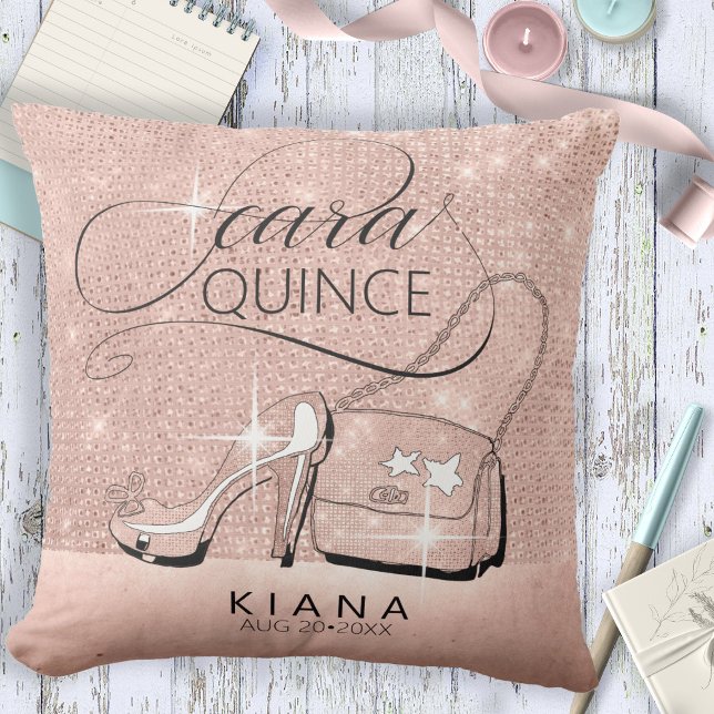 Glitter and Shine Quinceanera Roos Gold ID701 Kussen (Creator heeft geüpload)