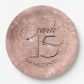 Glitter and Shine Quinceanera Roos Gold ID701 Papieren Bordje (Voorkant)