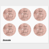 Glitter and Shine Quinceanera Roos Gold ID701 Ronde Sticker (Vel)