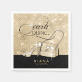 Glitter and Shine Quinceanera V2 Black/Gold ID701 Servet (Voorkant)