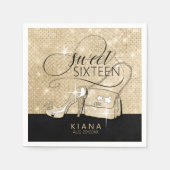 Glitter and Shine Sweet 16 V2 Black/Gold ID675 Servet (Voorkant)