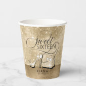 Glitter and Shine Sweet 16 V2 Gold ID675 Papieren Bekers (Voorkant)