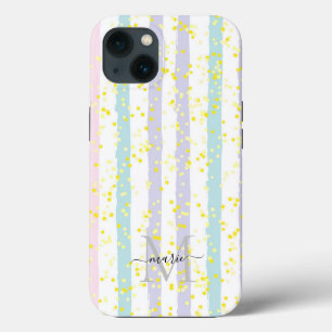 Glitter and stripes Monogram Script Name Initiaal Case-Mate iPhone Case