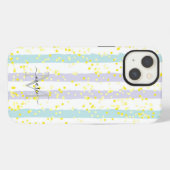 Glitter and stripes Monogram Script Name Initiaal iPhone Hoesje (Achterkant horizontaal)