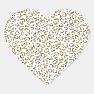 Glitter Antiek Gold Leopard Print Hart Sticker