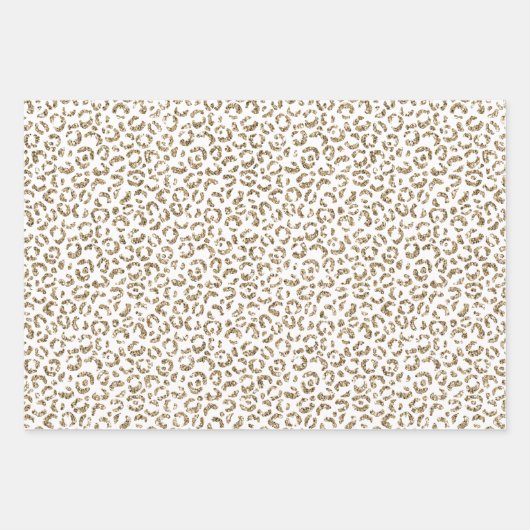 Glitter Antiek Gold Leopard Print Inpakpapier Vel (Voorkant 3)