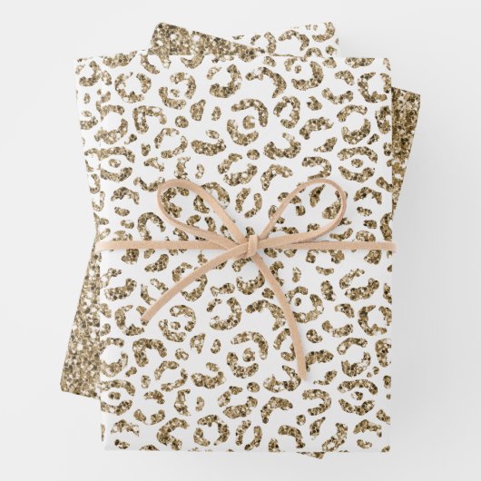 Glitter Antiek Gold Leopard Print           Inpakpapier Vel (In situ)