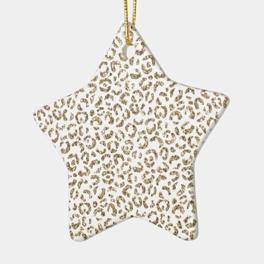 Glitter Antiek Gold Leopard Print Keramisch Ornament (Links)
