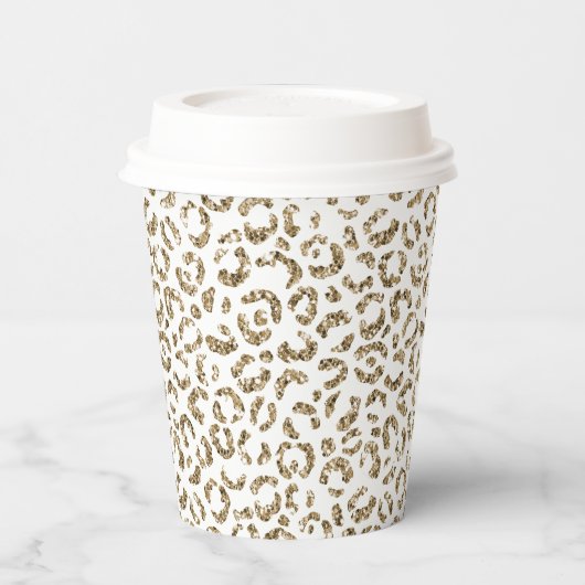 Glitter Antiek Gold Leopard Print    Papieren Bekers (Links)