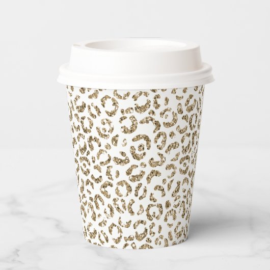 Glitter Antiek Gold Leopard Print    Papieren Bekers (Achterkant)