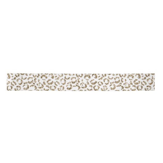 Glitter Antiek Gold Leopard Print         Satijnen Lint (Voorkant)
