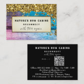 *~* Glitter AP49 Rustiek QR Verweerd Hout Visitekaartje (Voorkant / Achterkant)