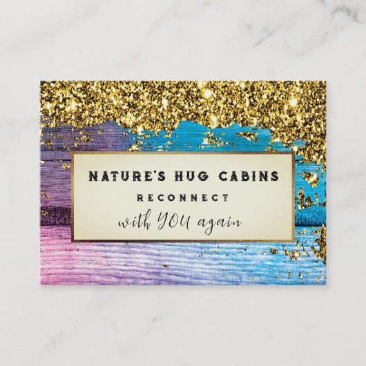 *~* Glitter AP49 Rustiek QR Verweerd Hout Visitekaartje (Voorkant)