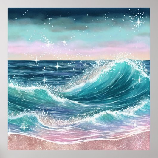 *~* Glitter AP60 Kustoceaan Zand Beach Wave Zee Poster (Voorkant)