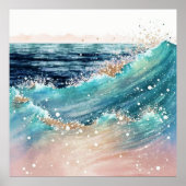 *~* Glitter AP60 Kustoceaan Zee Zand Beach Wave Poster (Voorkant)