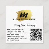 *~* Glitter AP66 Luxe TURQUOISE GOUDEN Agaat QR Vierkante Visitekaartje (Achterkant)