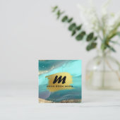 *~* Glitter AP66 Luxe TURQUOISE GOUDEN Agaat QR Vierkante Visitekaartje (Staand voorkant)