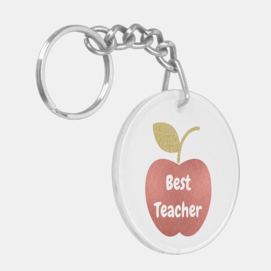 Glitter Apple Best Teacher Monogram Sleutelhanger (Voorkant Links)