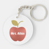 Glitter Apple Best Teacher Monogram Sleutelhanger (Achterkant)
