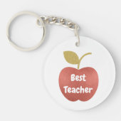 Glitter Apple Best Teacher Monogram Sleutelhanger (Voorkant)