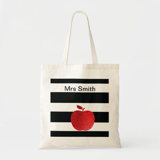 Glitter Apple gepersonaliseerd leraar Tote Bag (Voorkant)