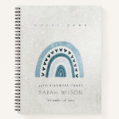 GLITTER AQUA BLUE RAINBOW HEART KIDS BIRTHDAY NOTITIEBOEK (Voorkant)