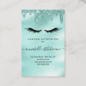Glitter Aqua Eyelash Extension Client Record Visitekaartje (Voorkant)