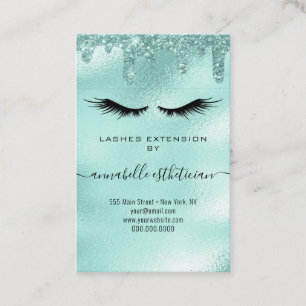 Glitter Aqua Eyelash Extension Client Record Visitekaartje