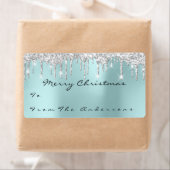 Glitter Aqua Silver Grey Feestdagen kerstseizoen Etiket (Insitu)