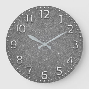 Glitter Arabic Number Metal Wine Gray Silver Lux Grote Klok