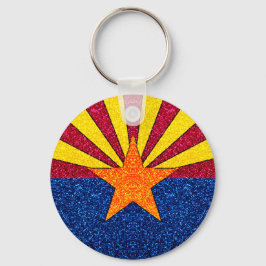 Glitter Arizona vlag ronde sleutelhanger