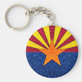 Glitter Arizona vlag ronde sleutelhanger