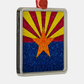 Glitter Arizona vlag vierkant vakantiegornament Metalen Ornament (Rechts)