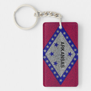 Glitter Arkansas vlag rechthoek sleutelhanger