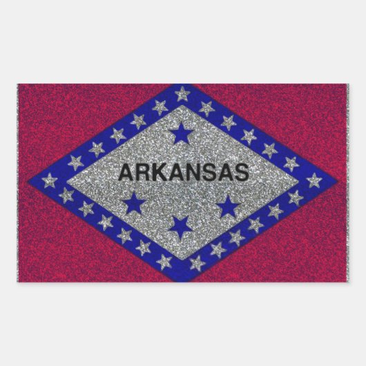 Glitter Arkansas vlag rechthoek stickers (Voorkant)
