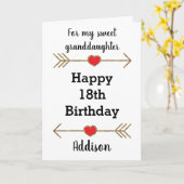 Glitter Arrow Hart 18e Verjaardag Kleindochter Kaart (Gele Bloem)