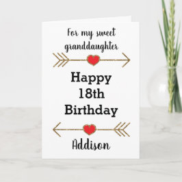 Glitter Arrow Hart 18e Verjaardag Kleindochter Kaart