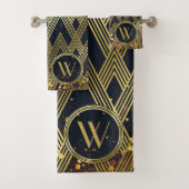 Glitter Art Deco Gatsby Glamoureus Pattern Monogra Bad Handdoek (Insitu)