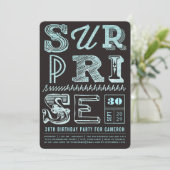 Glitter Art Deco Surprise Party Birthday Invite Kaart (Staand voorkant)
